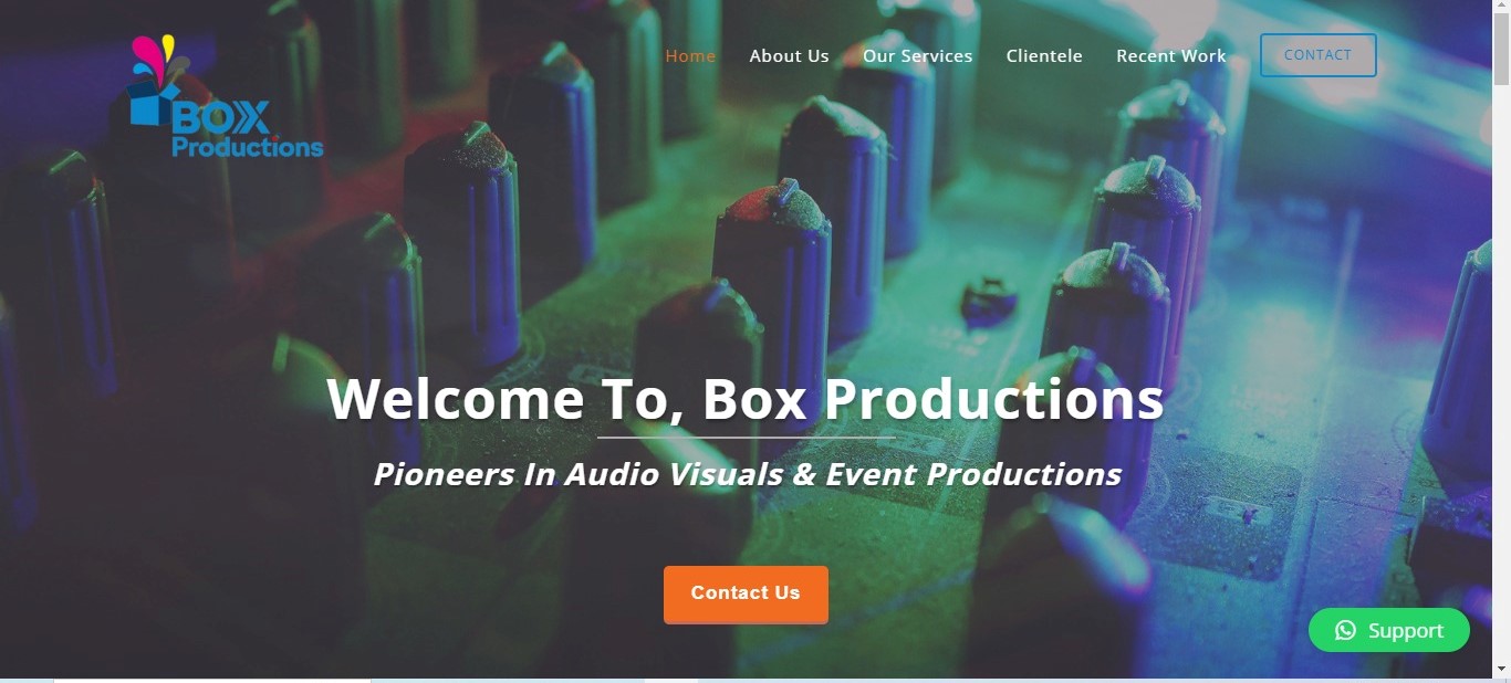 home page of box productions