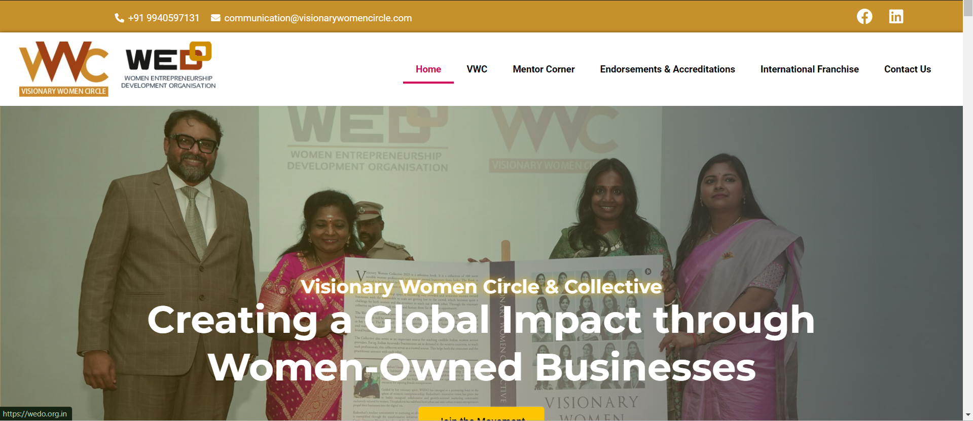 home page of vwc