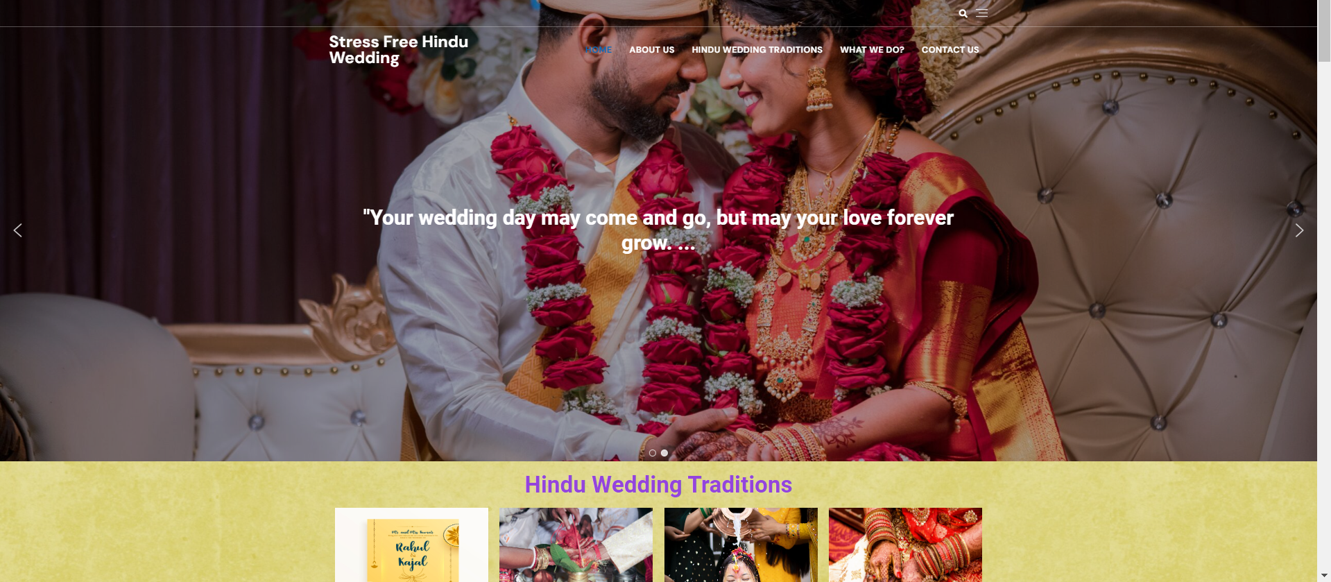 home page of matrimonial site